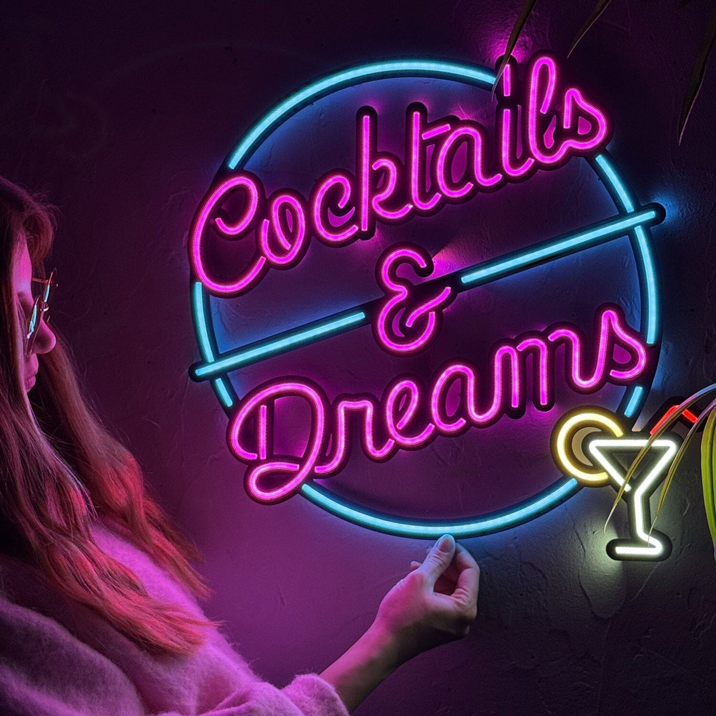 New Cocktails And Dreams Neon Light Sign Beer Cave Gift Bar Real Glass 17x14 e